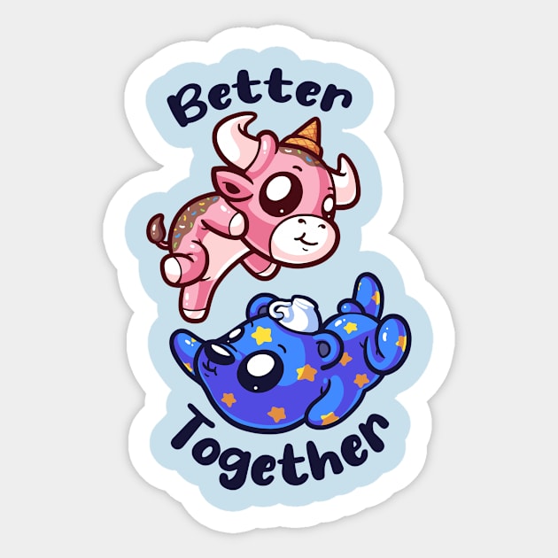 Better Together Bear & Bull Sticker by molokomoney